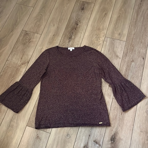 EUC Sz Medium Calvin Klein Thin Purple with Gold Thread Sweater - Picture 2 of 5